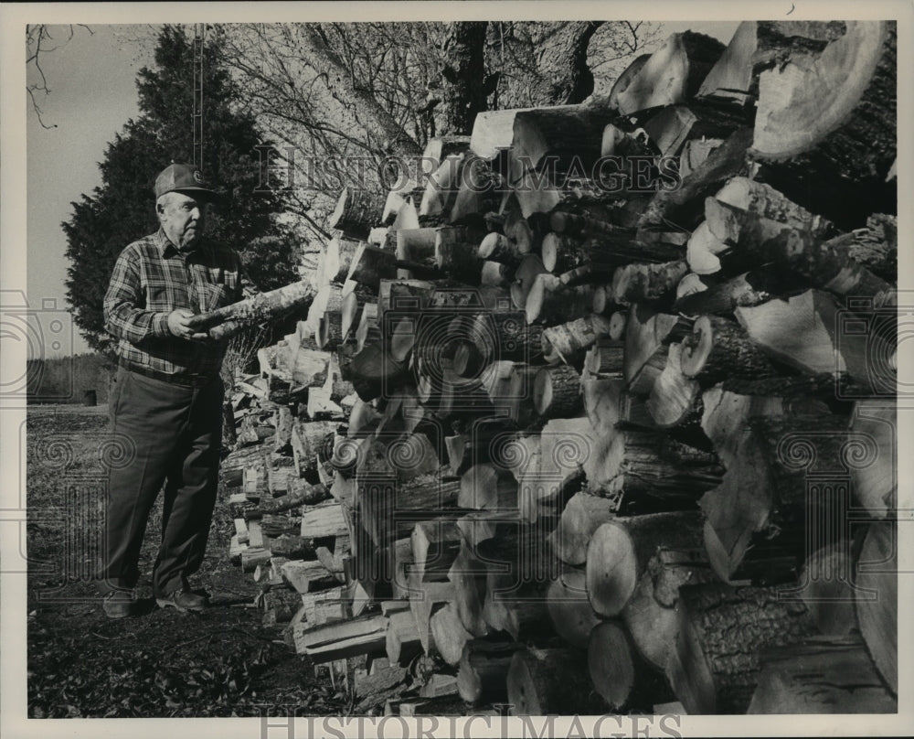 1987 Press Photo Alabama-Resident stocks his firewood for the winter. - Historic Images