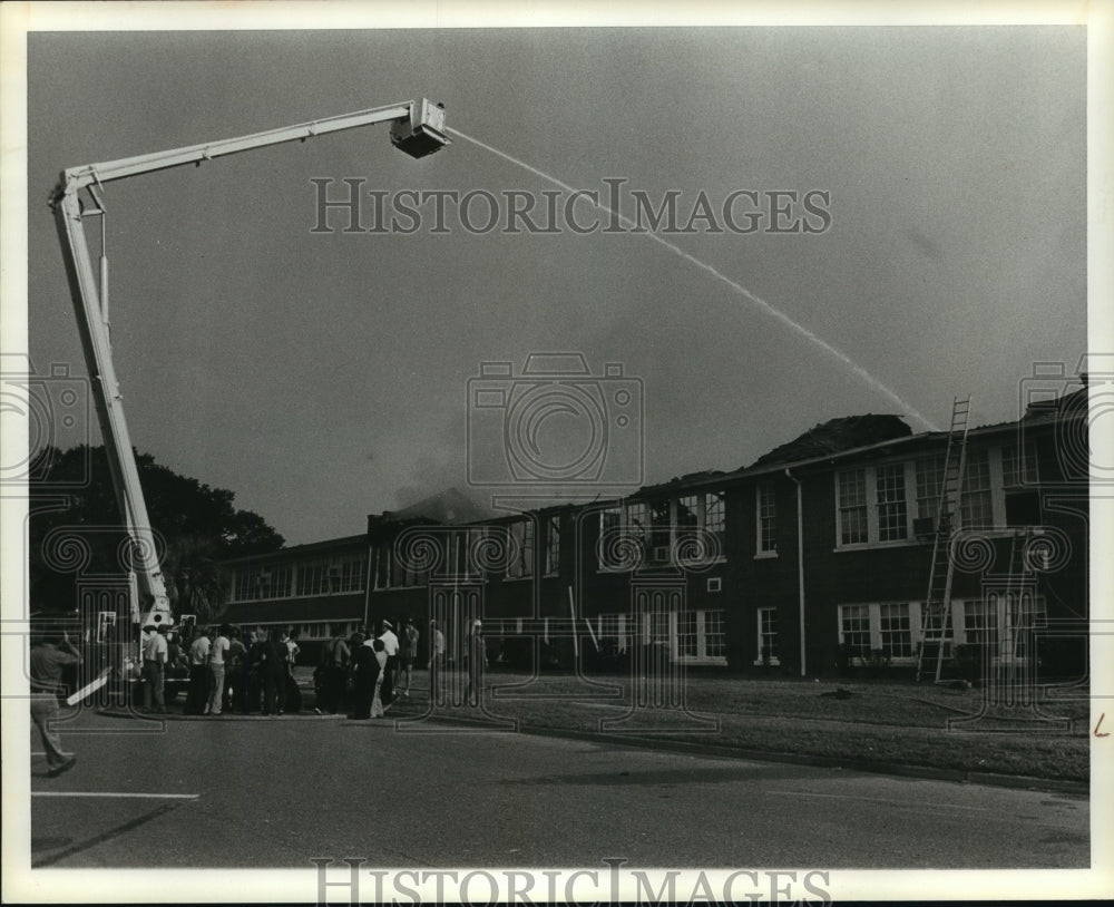 1980 Alabama-Firemen douse flames that destroyed Ashford High School-Historic Images