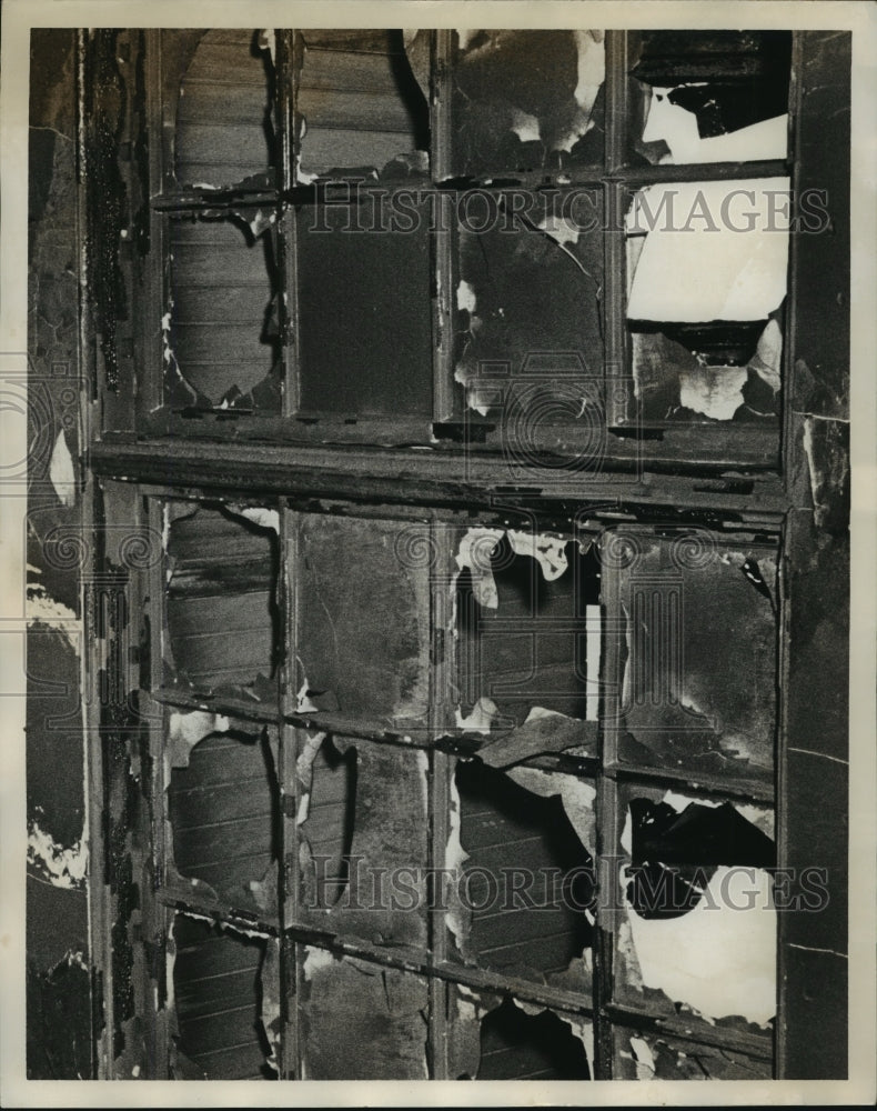 1964, Alabama-Birmingham fire burns sky-light in auditorium. - Historic Images