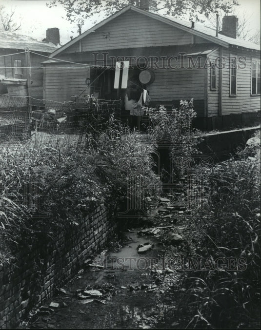 1980 Alabama-Open ditch now runs by Fairfield homes, will be closed.-Historic Images