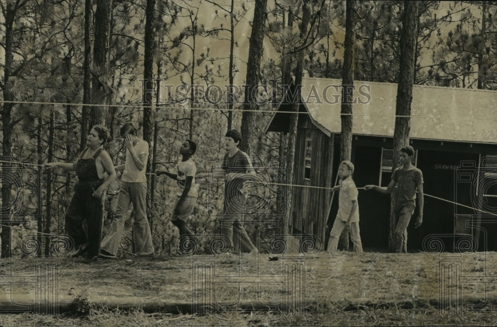 1976 Alabama-Roped off trails guide impaired youth at Camp Alamisco.-Historic Images