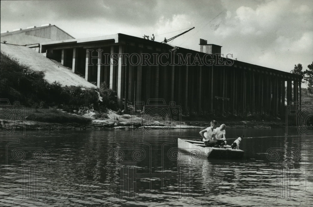 1963 Press Photo Alabama-Boys fishing near Columbiana's Inland Docks. - Historic Images