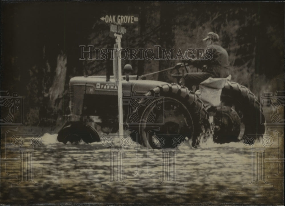 1973 Huntsville, Alabama Farmer Can't Plow Through Flood Waters-Historic Images
