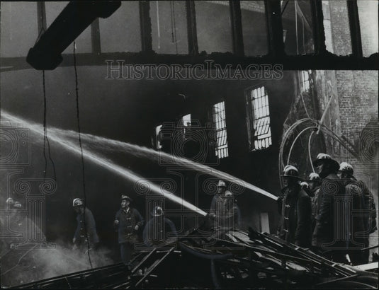 1970 Alabama-Birmingham firemen battle blaze at Parker High School.-Historic Images
