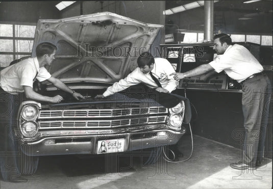 1970 Penney's Techs Check Out Auto at Fairfield, Alabama Store - Historic Images