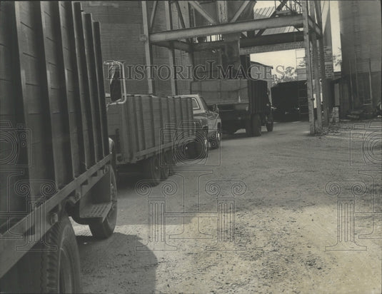 1978 Press Photo Alabama-Trucks lined up waiting to unload soybeans at Andalusia - Historic Images