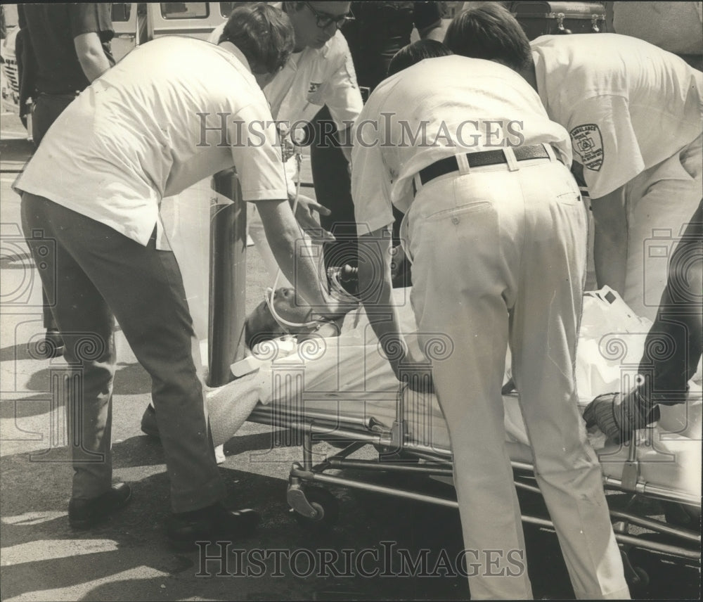 1971 Injured Patient Taken From Plane Crash in Alabama - Historic Images