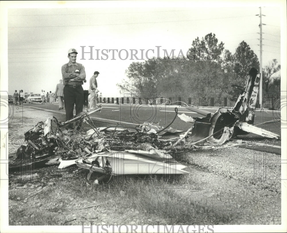 1978 W.L. McCarley Looks Over Site of Brother's Plane Crash, Alabama-Historic Images