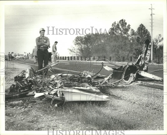 1978 W.L. McCarley Looks Over Site of Brother's Plane Crash, Alabama-Historic Images