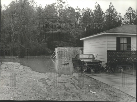 1980, Alabama-New garage in Hueytown flooded before it's completed. - Historic Images