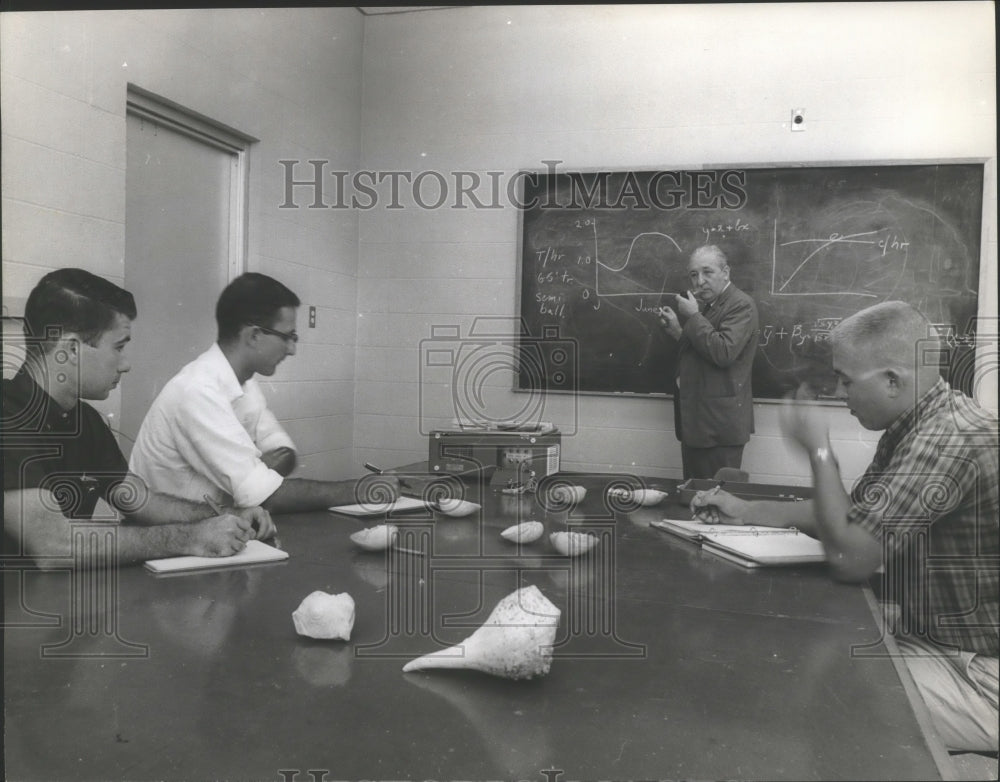 1963 Press Photo Unidentified men at the Marine Resources Center, Dauphin Island - Historic Images