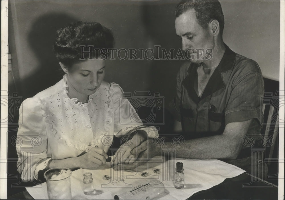1951, Industrial Health Council Nurse Checks Man for Anemia, Alabama - Historic Images