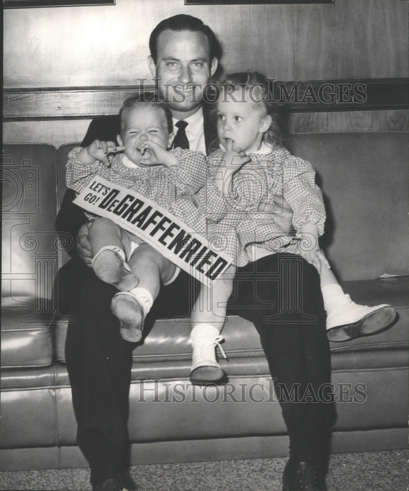 1962 Governor Candidate DeGraffenried with Teri &amp; Kathy Ovellette - Historic Images