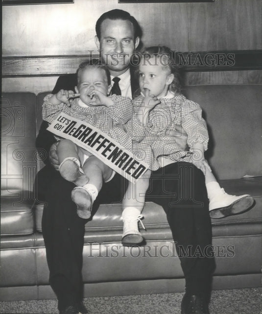 1962 Governor Candidate DeGraffenried with Teri & Kathy Ovellette - Historic Images