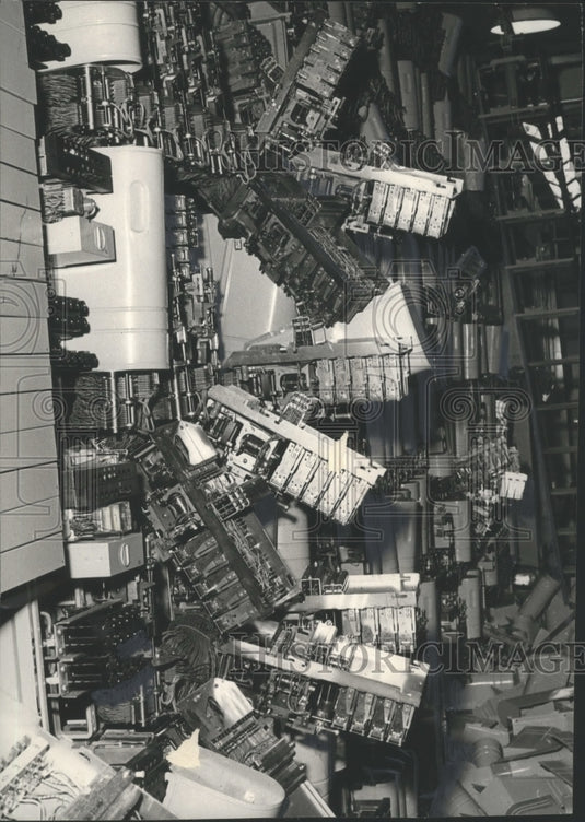 1971, Phone room at South Central Bell, after explosion, Birmingham - Historic Images