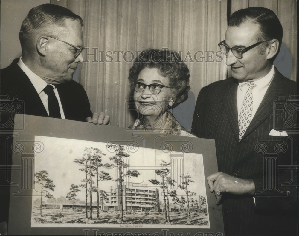 1969, Glenn Ireland with drawing of St. Martin&#39;s Retirement home - Historic Images