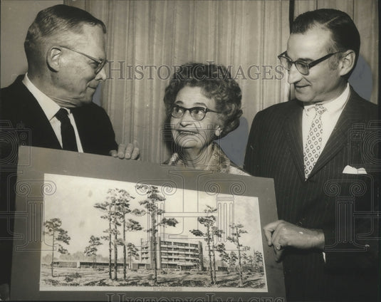 1969, Glenn Ireland with drawing of St. Martin's Retirement home - Historic Images