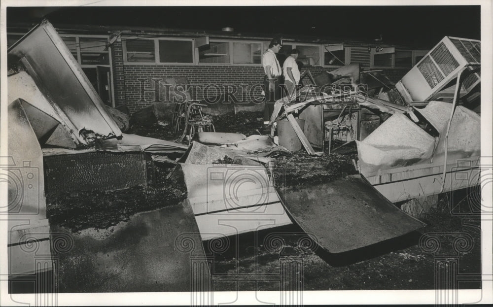 1987 Press Photo Fire damage at Berry High School, Jefferson County, Alabama - Historic Images