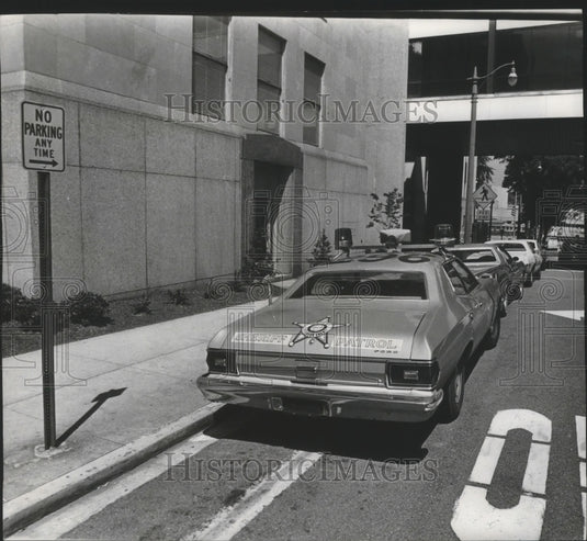 1977, Cars Parked Outside Sheriff's Office, Jefferson County, Alabama - Historic Images