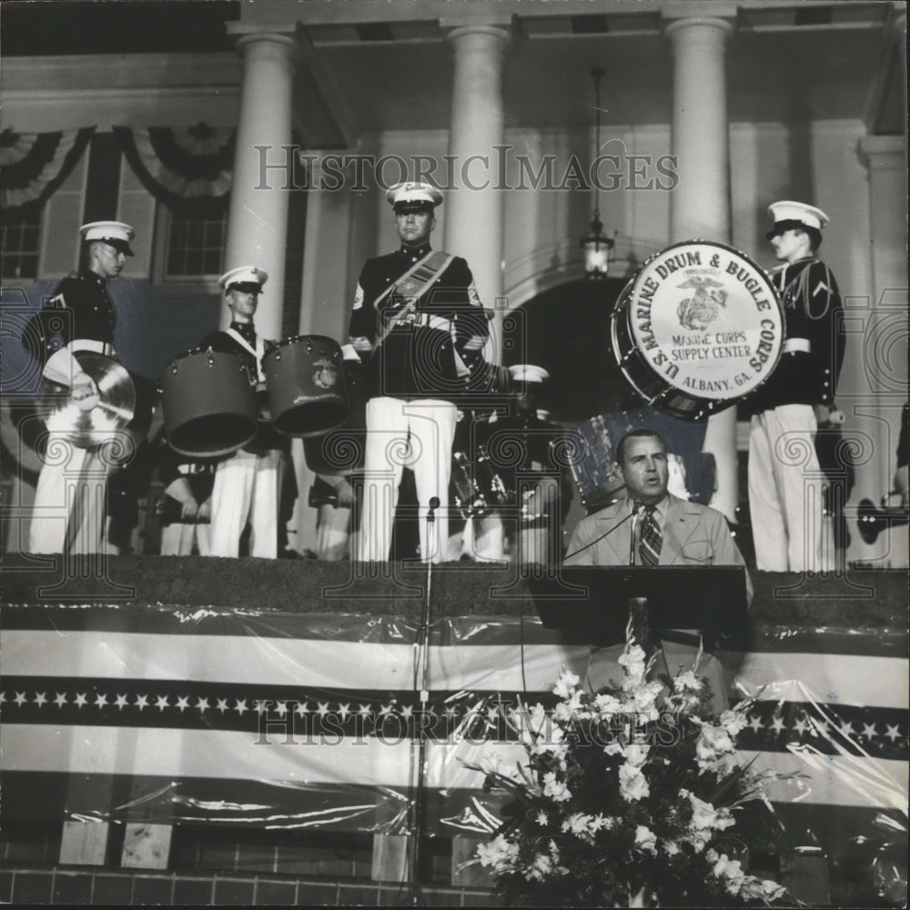 1973 Marine musicians stand at parade rest, Alabama-Historic Images