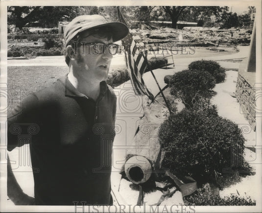 1969 Unidentified man in front of hurricane damage, Birmingham-Historic Images