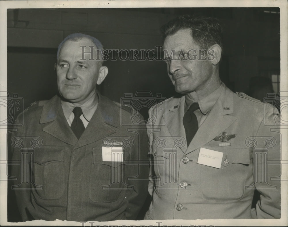 1956 Press Photo Guy W. Hanna, with unidentified man - abna11998 - Historic Images