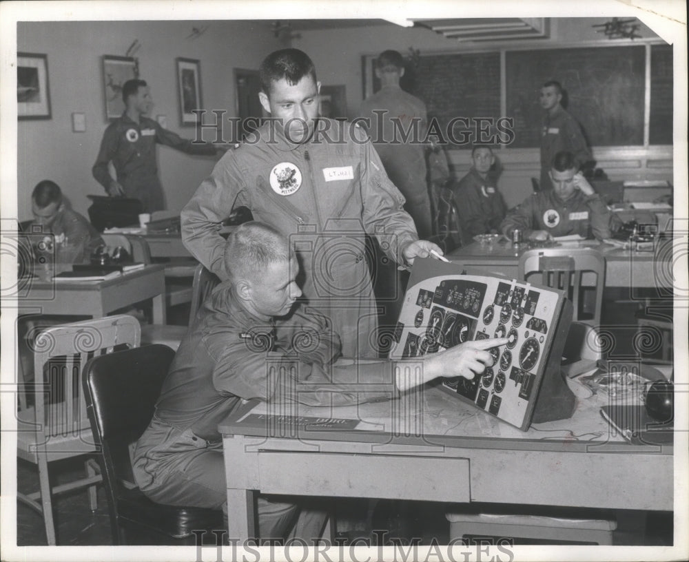 1962 Press Photo Air Force Students Check Instrument Mock-Up in Selma, Alabama - Historic Images