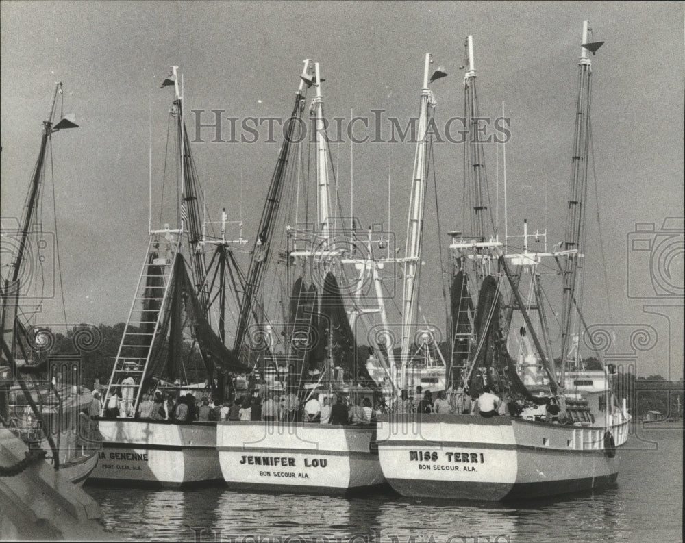 1978 Press Photo 3 new 75-foot shrimp boats joining the Baldwin County Fleet, AL - Historic Images