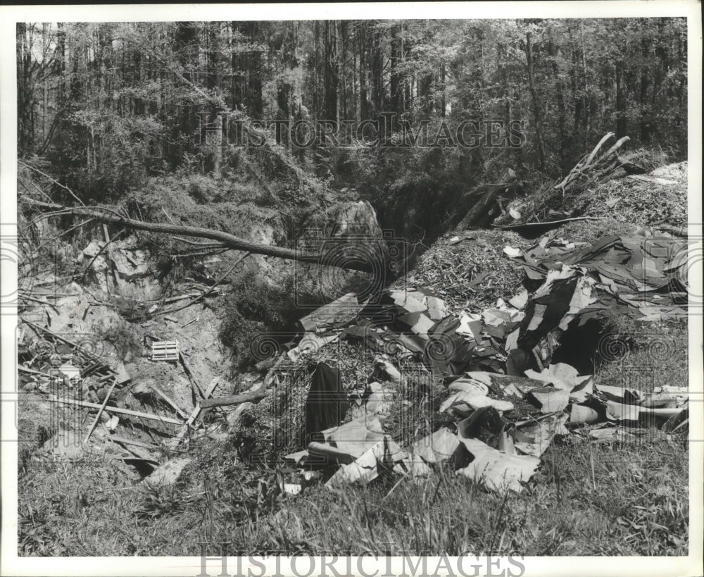 1980 Press Photo Sylacauga, Alabama Sinkhole filled in with trash - abna12221 - Historic Images