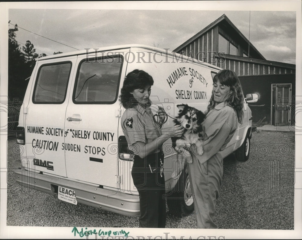 1987 Press Photo harsie Headley and Anne Speakman, Shelby County Humane Society - Historic Images