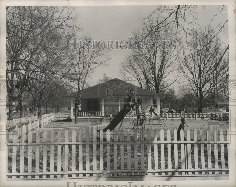 1949 Kids on playground in Shawmut, Alabama - Historic Images