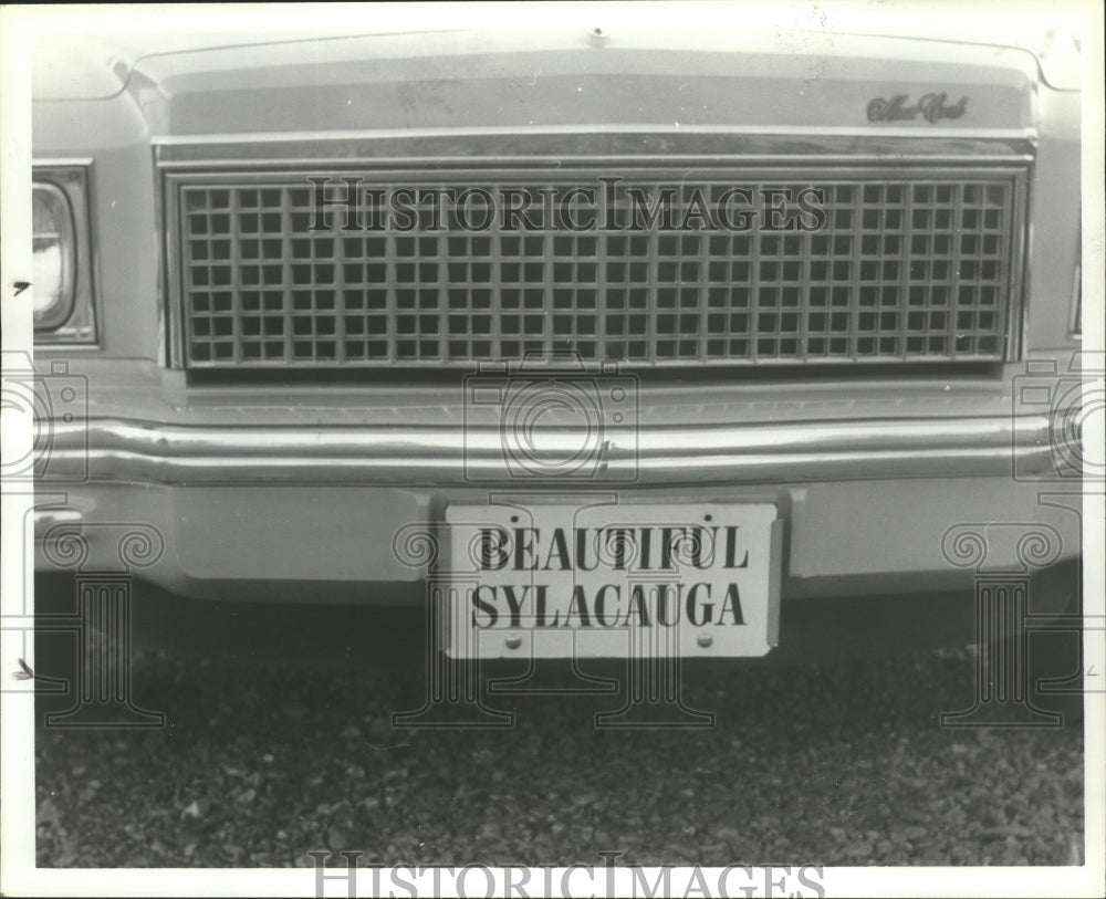 1980 Press Photo Sylacauga, Alabama Residents Pride in Town With License Plates - Historic Images