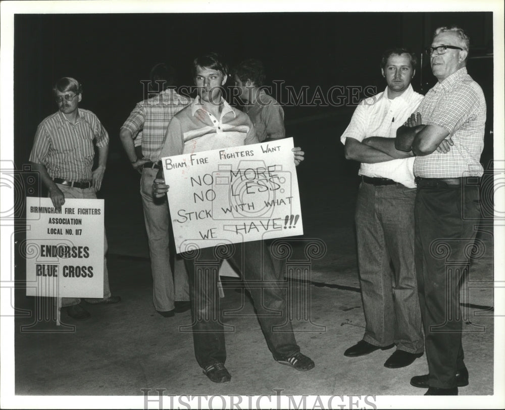 1979, Birmingham Firefighters with picket signs - abna12432 - Historic Images