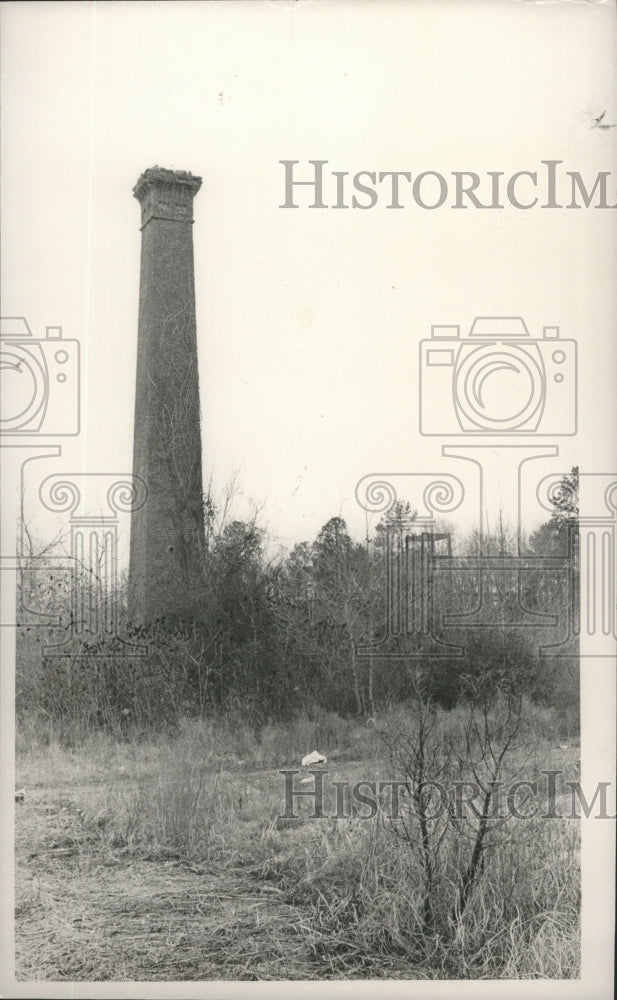 1980 Press Photo Old smokestack in Shelby Springs, Alabama - abna12558 - Historic Images