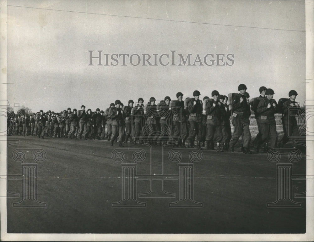 1950, Members of the military marching at Camp Rucker, Alabama - Historic Images