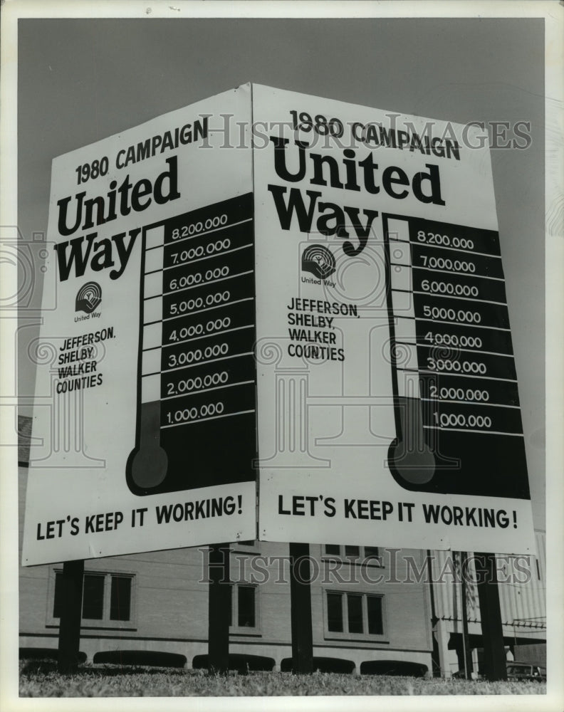 1990 Press Photo United Way fundraising sign - abna13056 - Historic Images