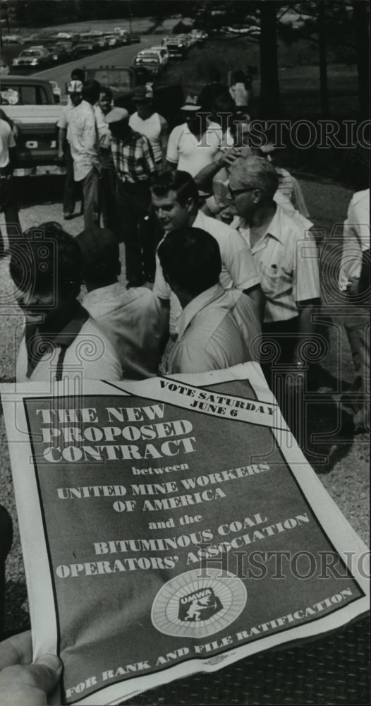 1981 Striking coal miners hold New Proposed Contract, Sumlton, AL - Historic Images
