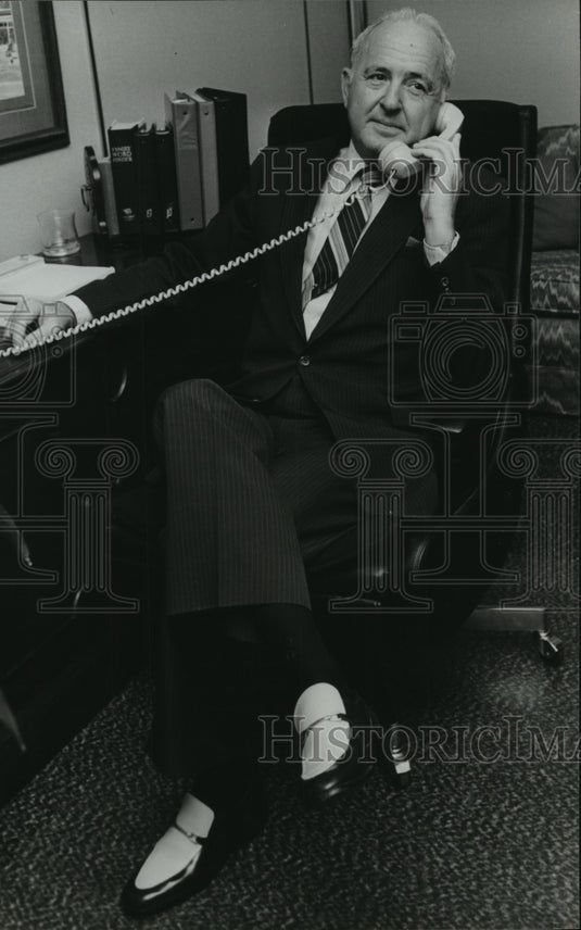 1980, Vestavia Hills mayor Jack Grace on phone - abna13340 - Historic Images