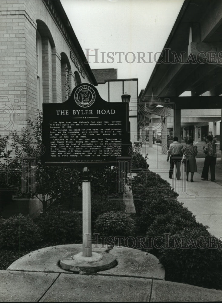 1979, Historic Byler Road marker tells history of road in Haleyville. - Historic Images