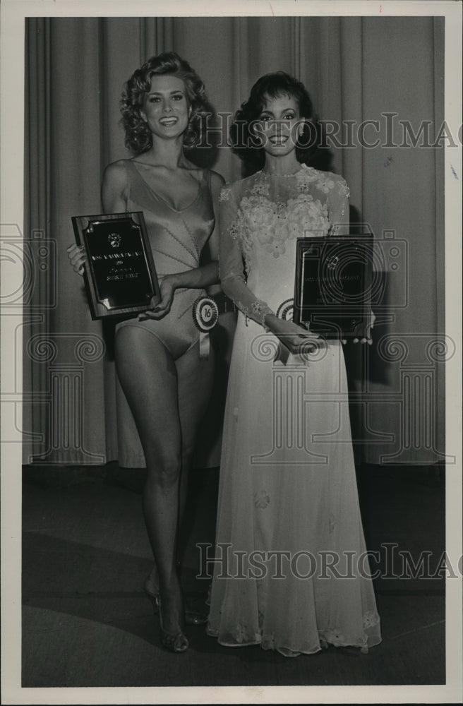 1985, Pam Cove and Angela Tower, Miss Alabama contest, 1985, Alabama - Historic Images