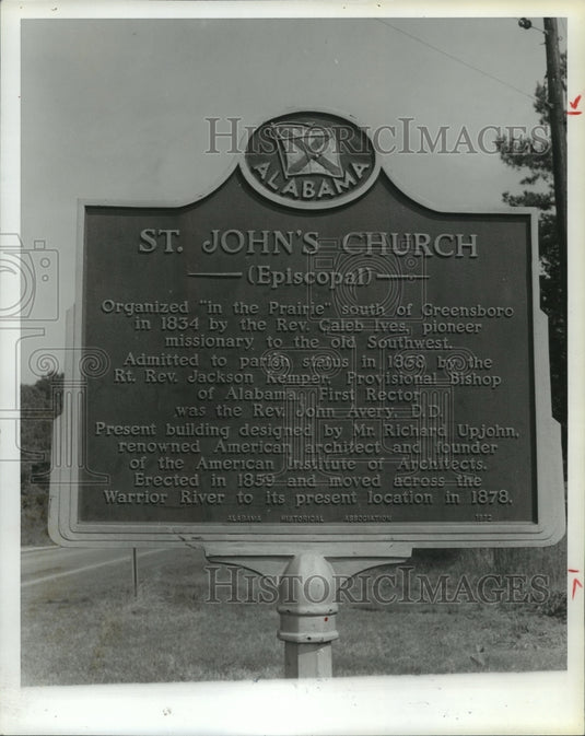 1980 Saint John's Church monument next to United States Highway 43 - Historic Images