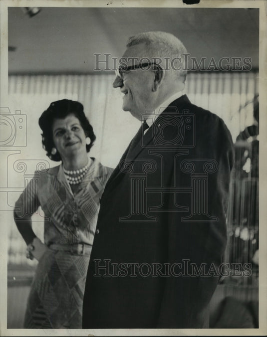 1961, Lt. Gen. Lewis B. Hershey with draft board clerk - abna13742 - Historic Images