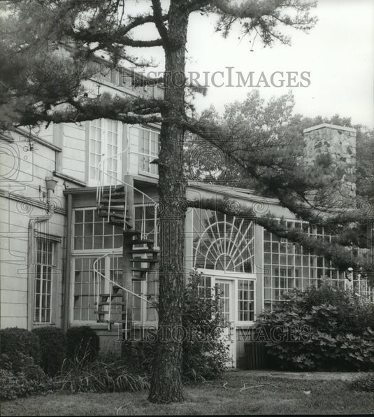 1980 Spiral staircase to roof at Burritt house in Huntsville-Historic Images