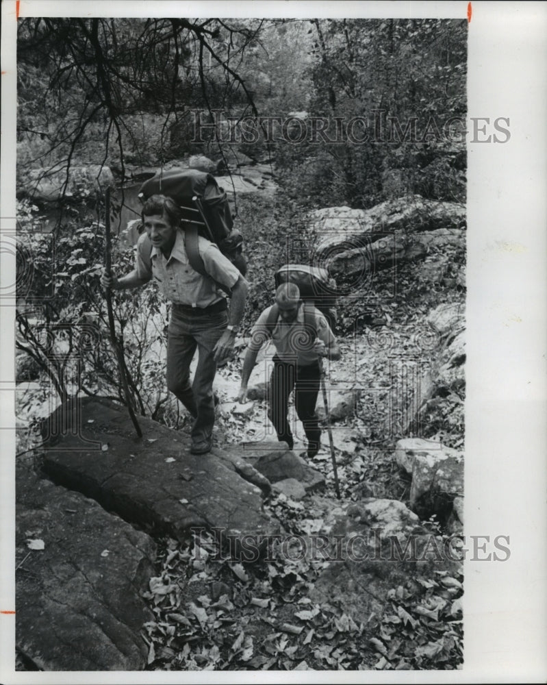 1978 Two men hiking a  nature trail-Historic Images
