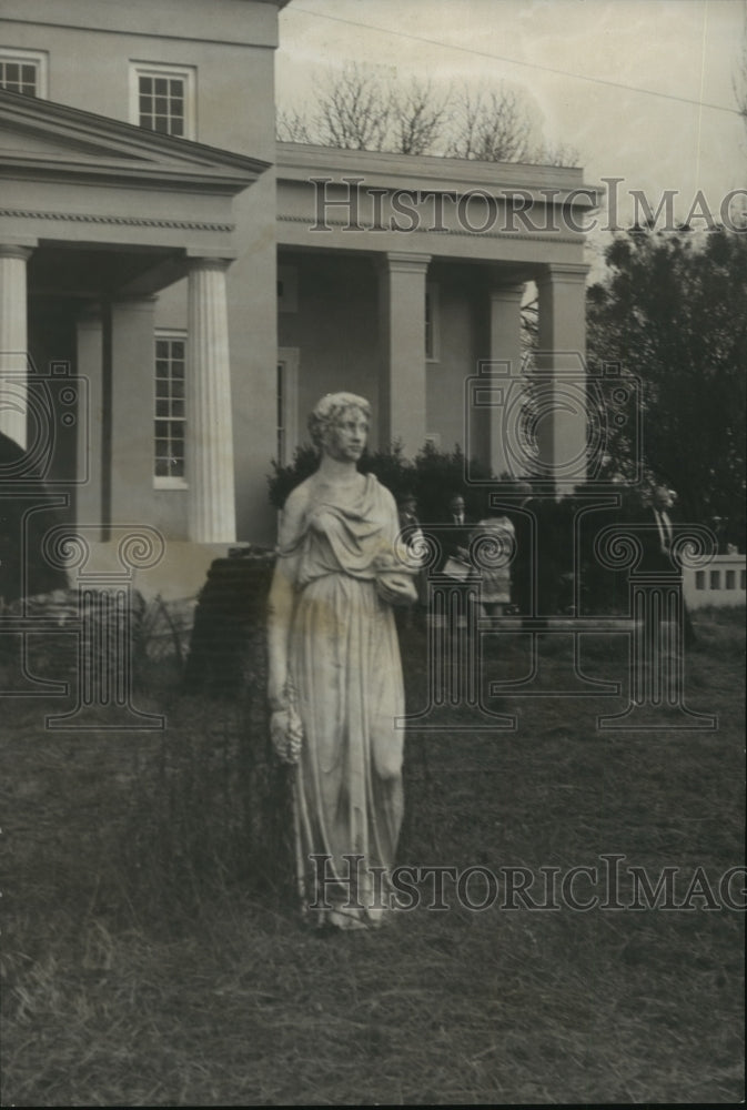 1975, Statue outside Gaineswood home in Demopolis, Alabama - Historic Images