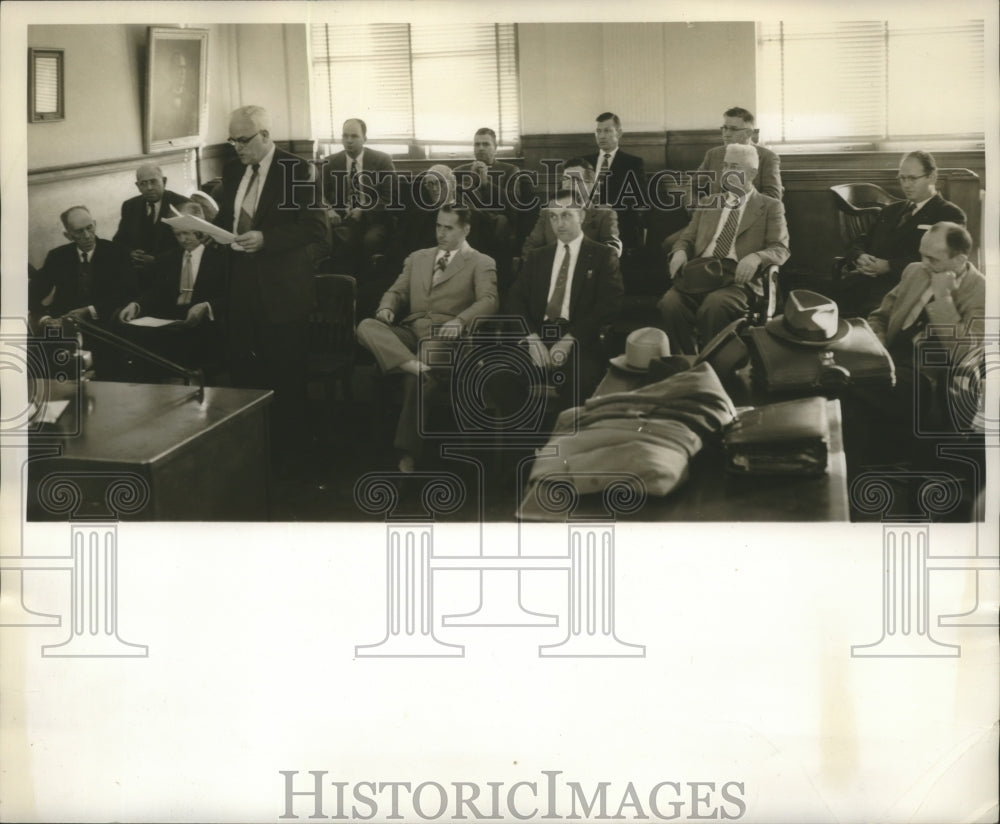 1954, Raymond Robinson reads final report, Russell County Grand Jury - Historic Images