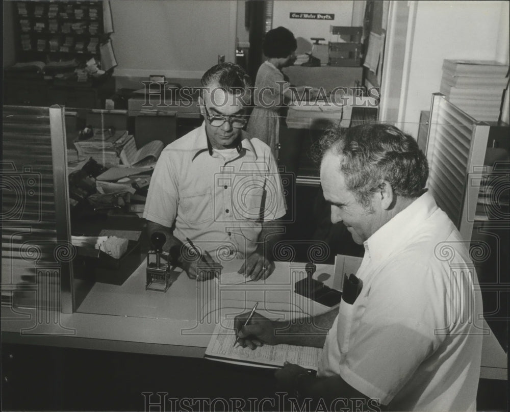 1980, Earl Ganey and Hugh Hagwood at Graysville, Alabama, City Hall - Historic Images