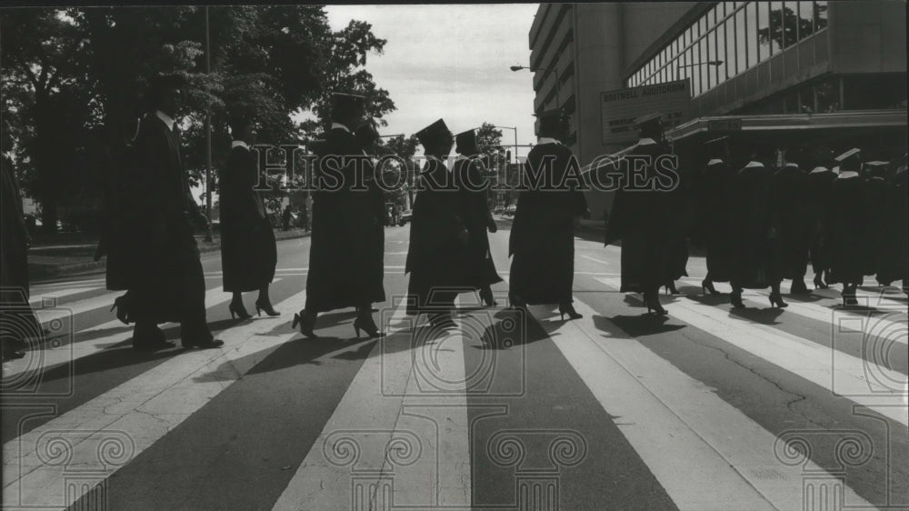 1981 Graduates in line at Miles College, Birmingham, Alabama - Historic Images