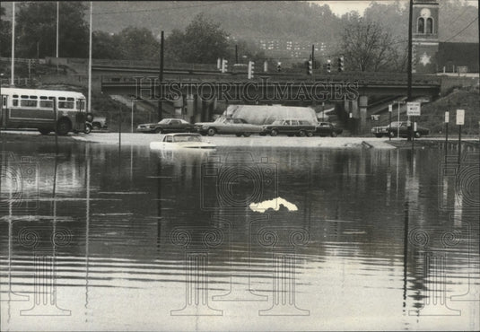 1973 Car caught in Flooding in Birmingham, Alabama at Eighth Avenue-Historic Images