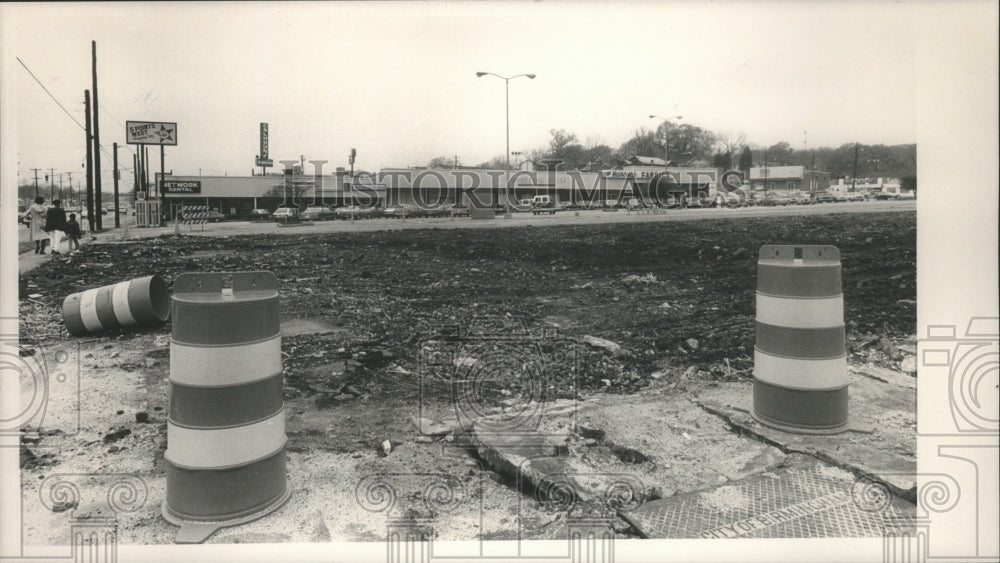 1989, Five Points West where buildings were torn down, Alabama - Historic Images